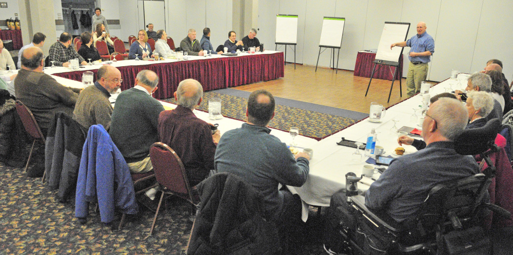 Frank O’Hara leads the city council goal setting session on Saturday at the Augusta Civic Center.