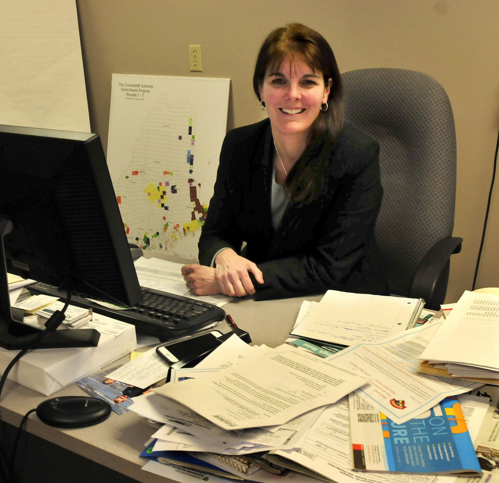 Heather Johnson, the new executive director of the Somerset Economic Development Corp., in her office in Skowhegan on Thursday.