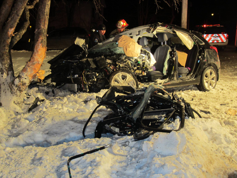 This crash on Greenville Street in Hallowell on Sunday sent two people to the hospital.