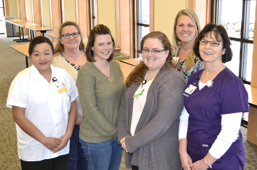 From left are June Hostetter, Laura Ward, Lenia Coates, Ashley Provencher, Leslie Adams and Darlene Dipompo, who recently received EPIC awards for excellence, pride, innovation and caring from the Franklin Community Health Network Spirit Committee.