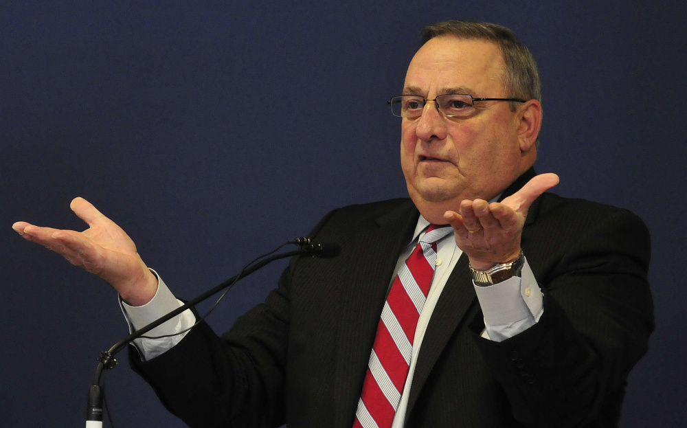 Gov. Paul LePage, at the Mid-Maine Chamber of Commerce breakfast meeting Thursday in Waterville, told attendees that Portland’s minimum wage increase violates federal law.