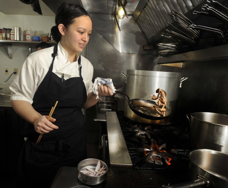 Chef Cara Stadler sautes mushrooms and shallots while preparing a dish in March 2014. Stadler plans to open another Portland restaurant.