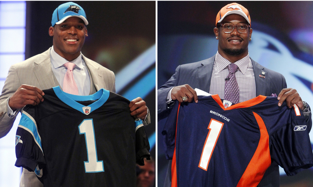 Carolina made Cam Newton the first overall pick out of Auburn in April 2011, but Von Miller wasn’t far behind – he went second to Denver from Texas A&M. This will be the first No. 1 vs. No. 2 matchup in a Super Bowl.
The Associated Press