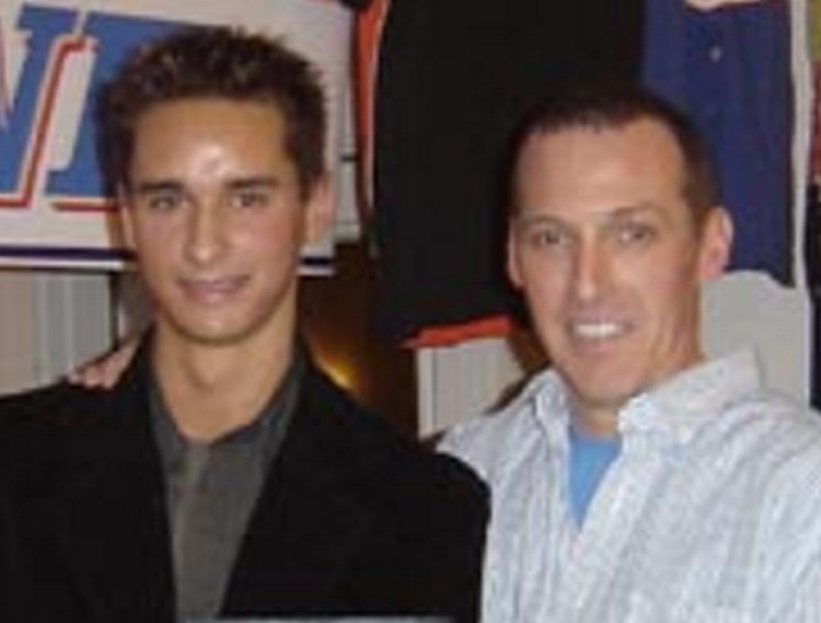 Sean Caisse, left, and his mentor, Andy Cusack, owner of Beech Ridge Motor Speedway in Scarborough, at a 2007 event. Caisse is charged with savagely beating Cusack in 2014.