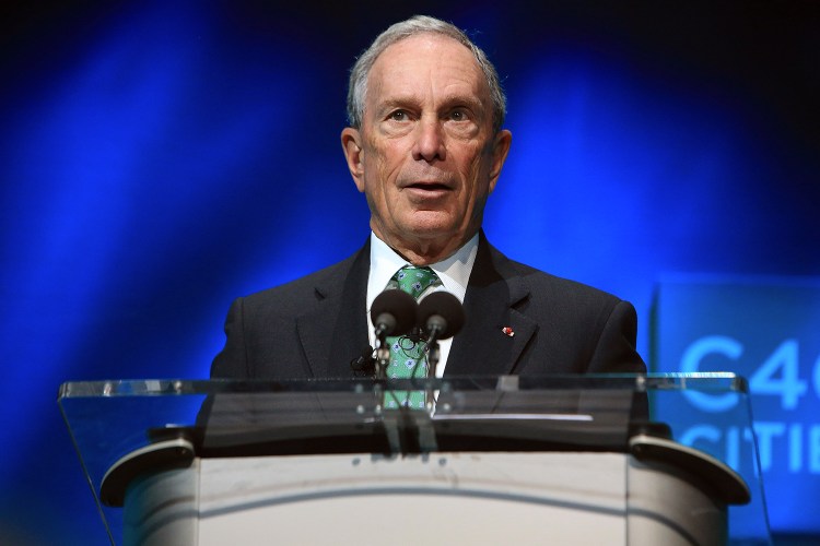 Former New York Mayor Michael Bloomberg speaks during the C40 cities awards ceremony, in Paris, Thursday, Dec. 3, 2015. The Associated Press