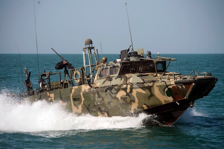 Riverine Command Boat 802 conducts patrol operations in the Persian Gulf. Iran was holding 10 U.S. Navy sailors and their two boats, similar to this one, on Tuesday. 
