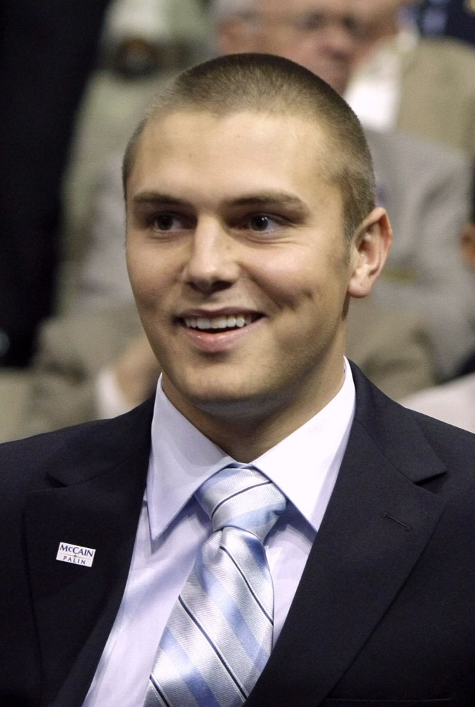 Track Palin appears during the Republican National Convention in St. Paul, Minn., in this Sept. 3, 2008, photo. The Associated Press