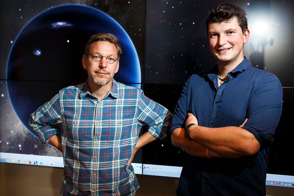 Mike Brown, professor of planetary astronomy, and Konstantin Batygin, assistant professor of planetary science, at the California Institute of Technology, announced Wednesday that they have found new evidence of a giant icy planet lurking in the darkness of our solar system far beyond the orbit of Pluto. Photo for The Washington Post by Patrick T. Fallon