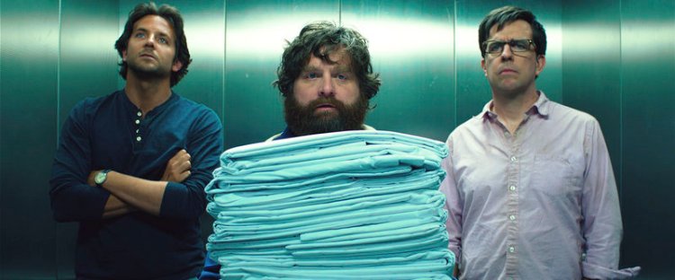 Bradley Cooper, left, Zach Galifianakis and Ed Helms in “The Hangover 3,” one of the film franchises that were produced by Legendary Entertainment.