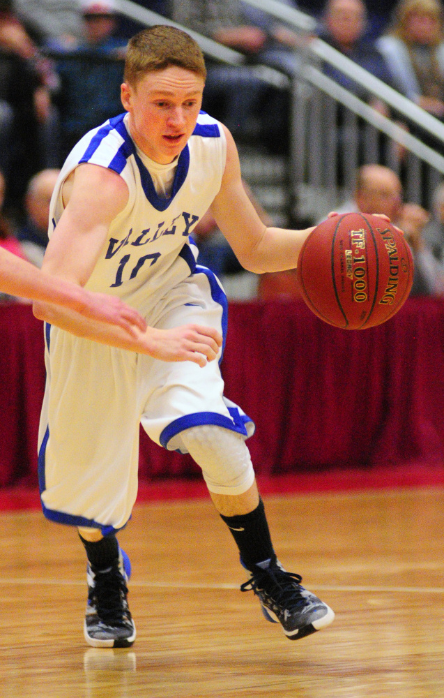Valley’s Luke Malloy drives against Greenville during a Class D South semifinal game Wednesday at the Augusta Civic Center.