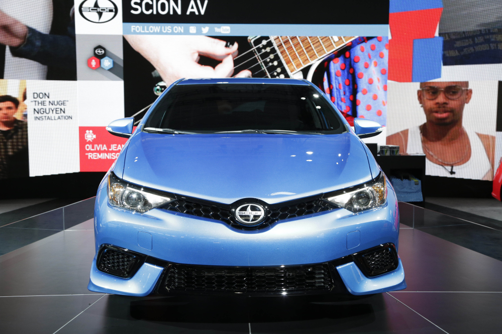 The 2016 Toyota Scion iM is displayed at the New York International Auto Show last April. Toyota announced Wednesday that it is discontinuing its Scion brand.