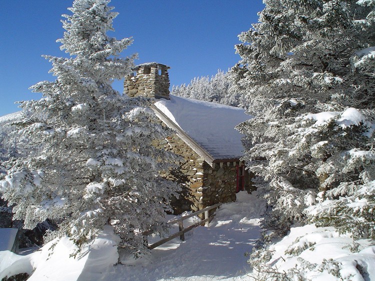 The stone hut atop Vermont's Mount Mansfield was built in 1936 to be used as a warming hut by the Civilian Conservation Corps. 2009 Vermont State Parks photo via AP