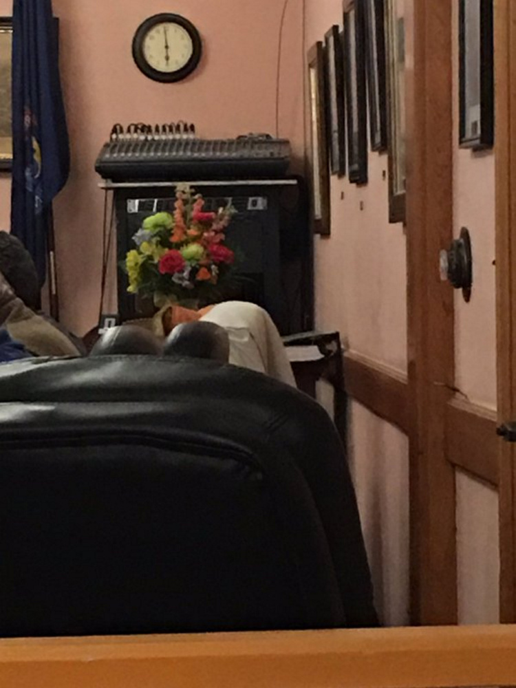 The Hallowell City Council paid tribute to City Manager Stefan Pakulski Monday night with a moment of silence and a bouquet of flowers at his desk in the council’s chamber at City Hall. Pakulski, the city manager since September, died suddenly over the weekend.
