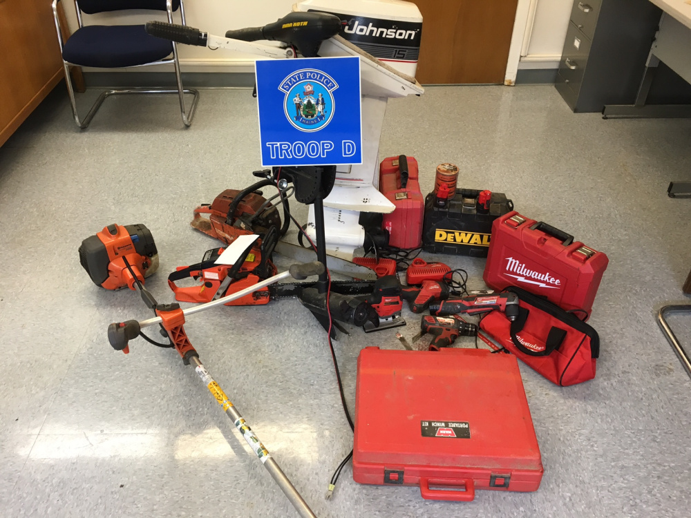 Items recovered by the Maine State Police during an arrest on Thursday.