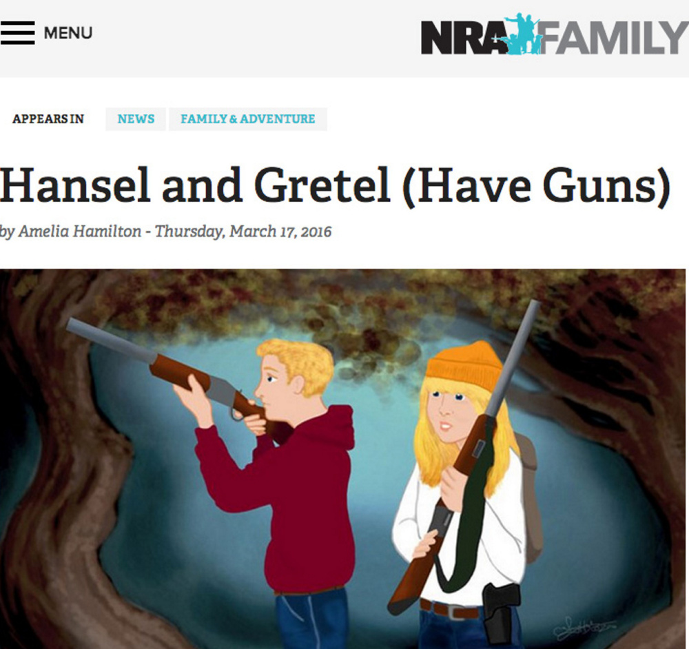 The National Rifle Association’s NRA Family website retells familiar fairy tales such as “Hansel and Gretel” to put guns in the hands of the characters.