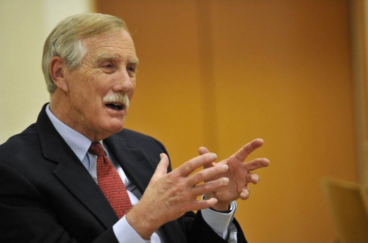 Sen. Angus King said Friday at his news conference in Brunswick, "An explicit part of ISIS’ strategy ... is to drive a wedge between Muslims that live in the West and their societies."