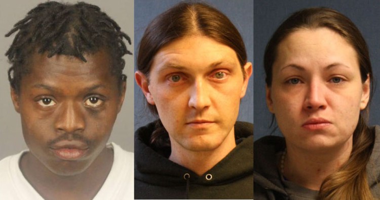From left to right: Steven Joiner, Donald Morang and Nicole Truman were arrested in connection to drug charges on Thursday in Augusta.
