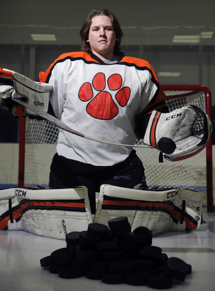Gardiner junior goalie Michael Poirier is the Kennebec Journal Hockey Player of the Year.