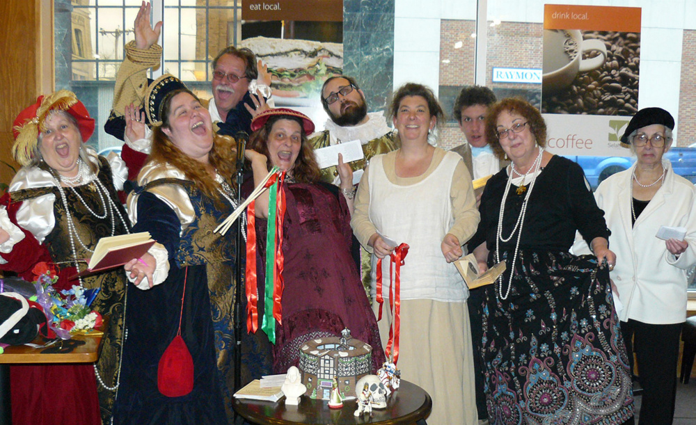 Recycled Shakespeare Company, from left, Lyn Rowden, Emily Fournier, Joe Rowden, Cindi Bailey, Joshua Fournier, Dawnella Sutton, Jakob Sutton, Susan Webber and Nancy Karter. The annual Bard's Birthday Bash in honor William Shakespeare is set for Saturday, April 23.