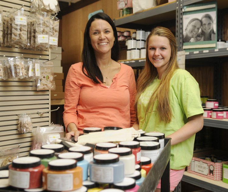 Chalky & Co. co-founders Buffy Dumont, left, and her daughter Abby Hoffay at the Monmouth firm on Thursday.