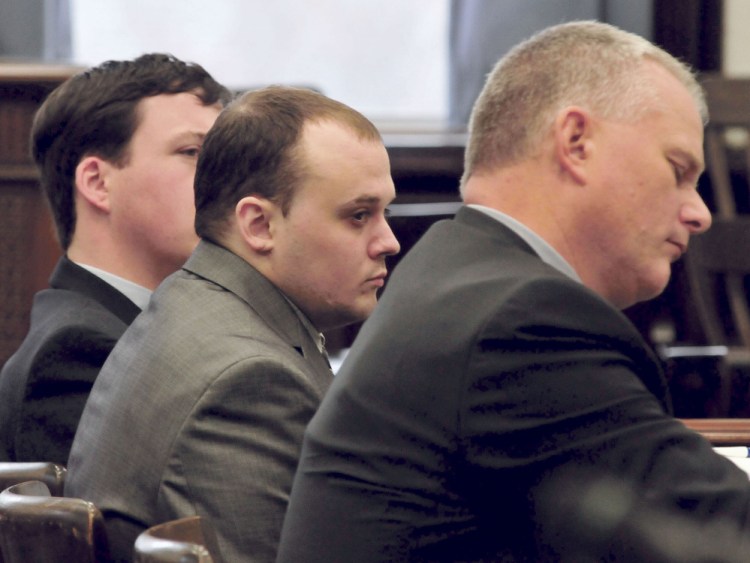 Defendant Jason Cote, center, sits between his attorneys Caleb Gannon, left, and Stephen Smith during closing arguments Dec. 17 in Somerset County Superior Court in Skowhegan. Cote was convicted and sentenced to 45 years in prison in February, and Smith filed an appeal days afterward. Smith and Gannon field a motion to withdraw from the case last week.