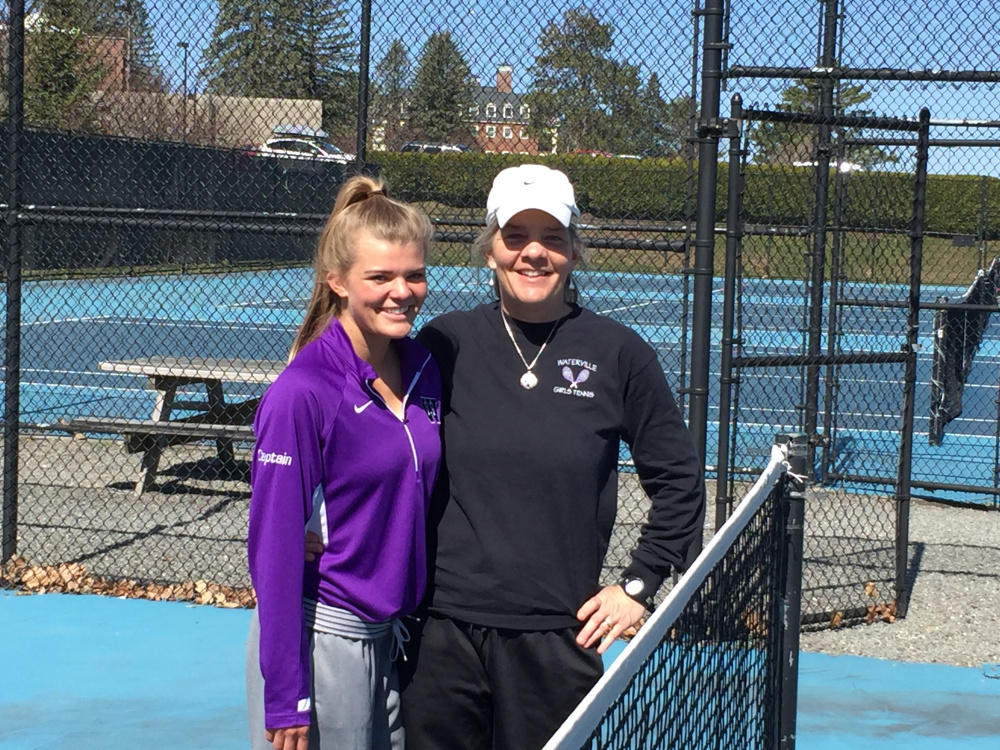 Emma Cristan, left, is the No. 1 singles player for Waterville Senior High School, while Jill Cristan, Emma's mother, is the coach.