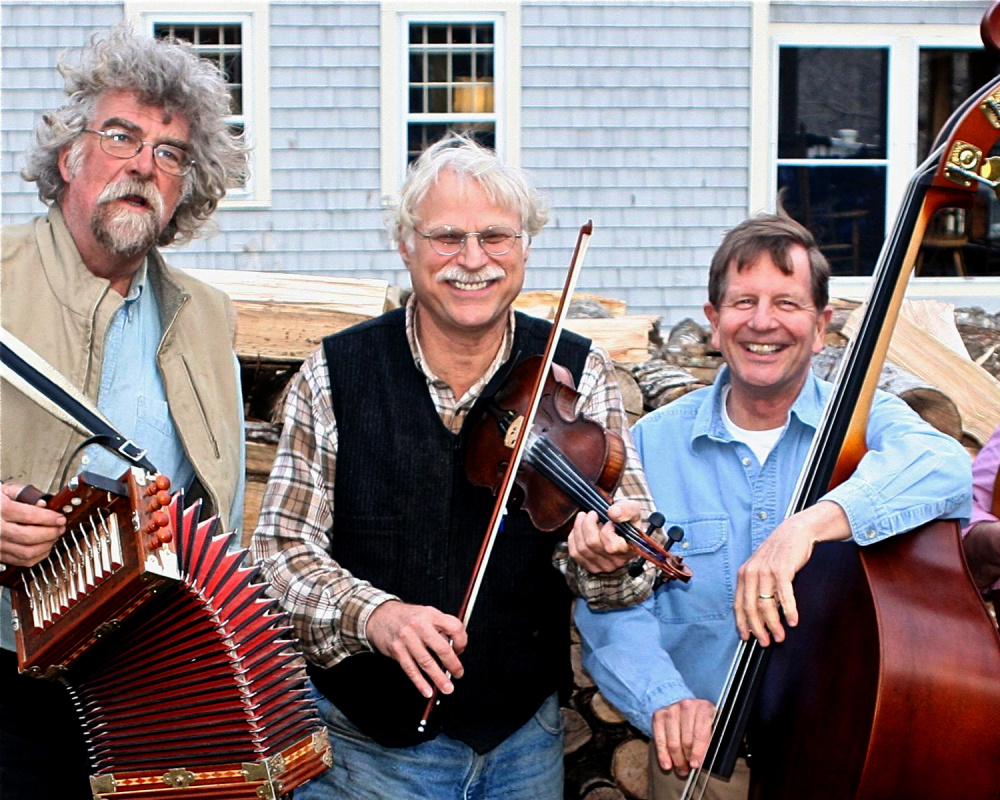 The Rangeley Friends of the Arts is sponsoring a day of music and dance folk history with Old Grey Goose on Wednesday, April 27 at the Rangeley Lakes Regional School. Old Grey Goose  members from left, are Jeff McKeen, Doug Protsik and Eric Rolfson.