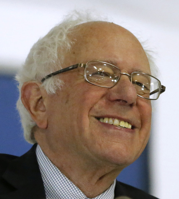 Sen. Bernie Sanders smiles as he speaks during a rally in Wisconsin in April. (AP Photo/Charles Rex Arbogast)