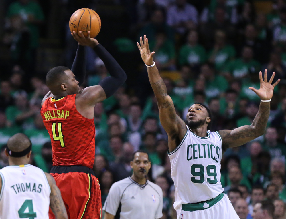 Atlanta's Paul Millsap had 45 points in a Game 4 loss to the Celtics on Sunday. The series now heads back to Atlanta with each team winning their two home games thus far.