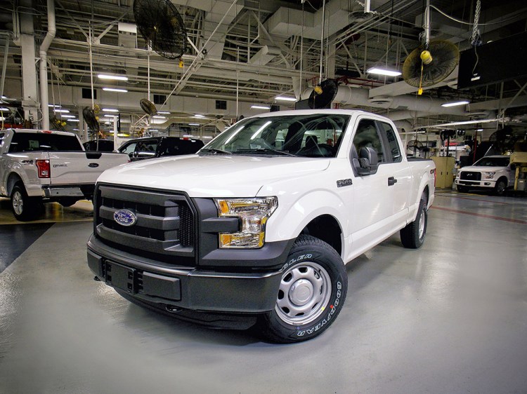 The 2016 Ford F-150 with 5.0-liter Ti-VCT V8 engine rolls off the line at Kansas City Assembly Plant.  The 2016 Ford F-150 is the only full-size pickup truck to score the top rating in new front crash tests performed by the insurance industry. Rival pickups from Chevrolet, GMC, Ram and Toyota didn't fare as well. Ford Motor Company via AP
