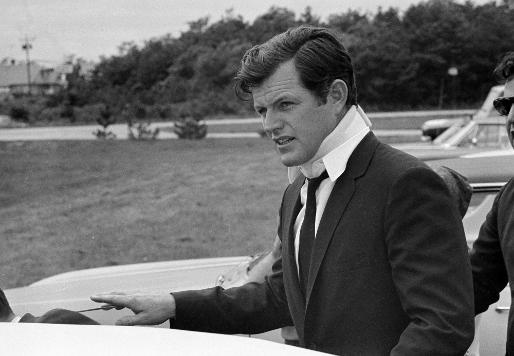 U.S. Sen Edward Kennedy, D-Mass., arrives at his home in Hyannisport, Mass., on July 22, 1969, after attending the funeral of Mary Jo Kopechne in Pennsylvania.