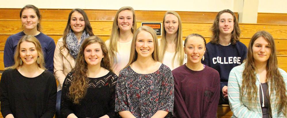 Erskine Academy in South China has announced its class of 2016 top 10 seniors. Front, from left, are Lilja Bernheim, Sarah Pleau, Kayla Goggin, Mackenzie Gayer and Caleigh Charlebois. Back, from left, are Amelia Bailey, Christina Hodgkins, Emma McCormac, Jordan Bowie  and Kyle Zembroski.