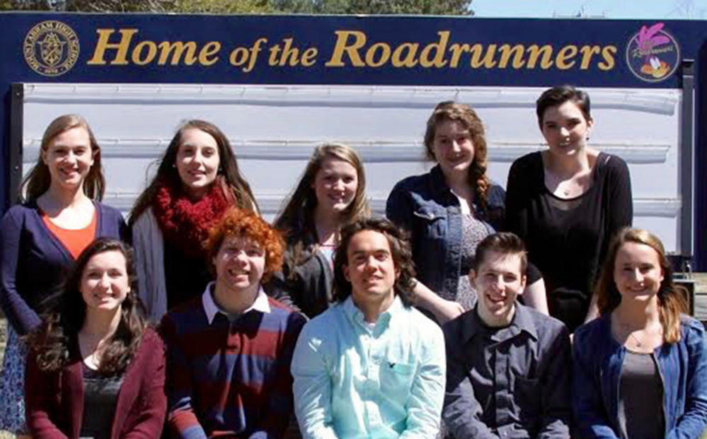 Mt. Abram High School in Salem Township has announced its top 11 academic seniors for the class of 2016. Front, from left, are Bailey DeBiase, Mario Gerardi, Courtland Talmage, Riley McLaughlin and Sarah Stanley. In back, from left, are Bailey Beers, Jerusha Caldwell, Makayla Martin, Brook James and Mallory Toothaker. Eliza Sitz is missing from the photo.