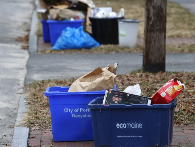 The Augusta City Council on Thursday declined to consider a proposal to establish a curbside recycling collection system similar to what is provided in Portland, shown here in a recent photo.