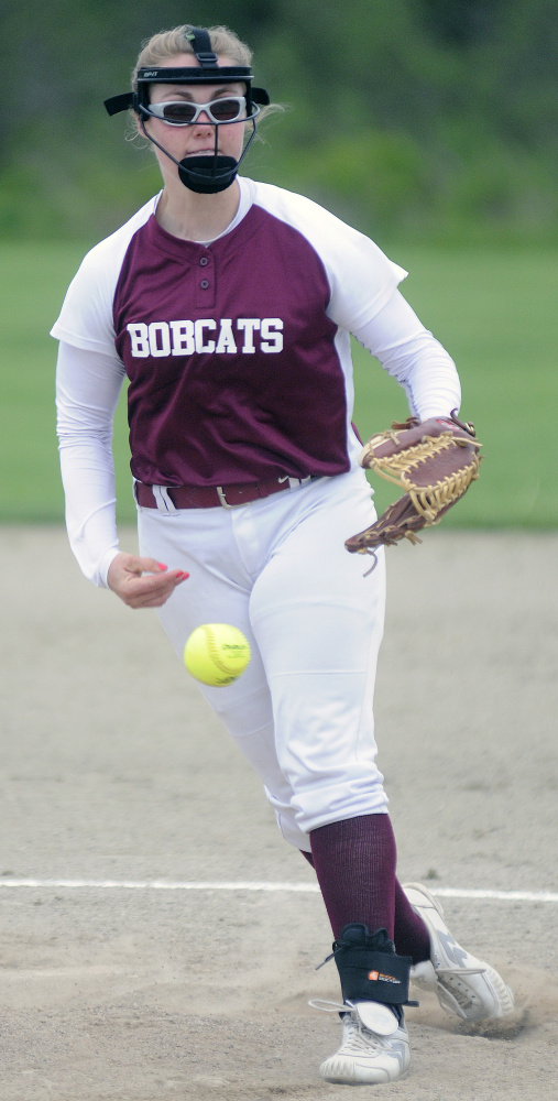 Richmond pitcher Sydney Tilton delivers a pitch during an East/West Conference game Tuesday against Temple Academy in Richmond.