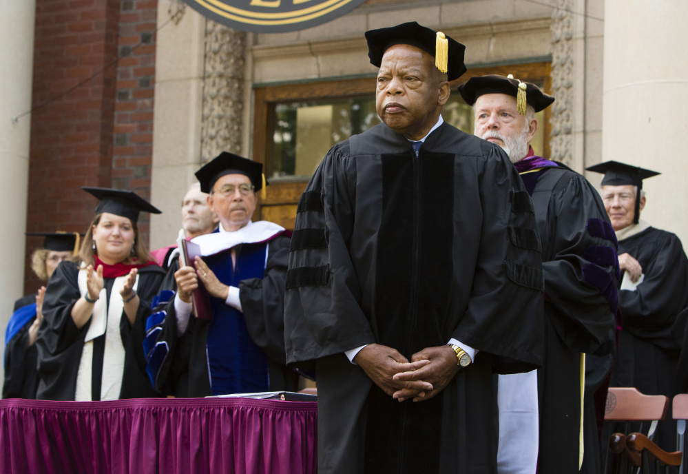 U.S. Rep. John R. Lewis of Georgia, a civil rights leader who challenged segregation at bus terminals and lunch counters across the South in the 1950s and 1960s, was the keynote speaker Sunday at Bates College's 150th commencement.