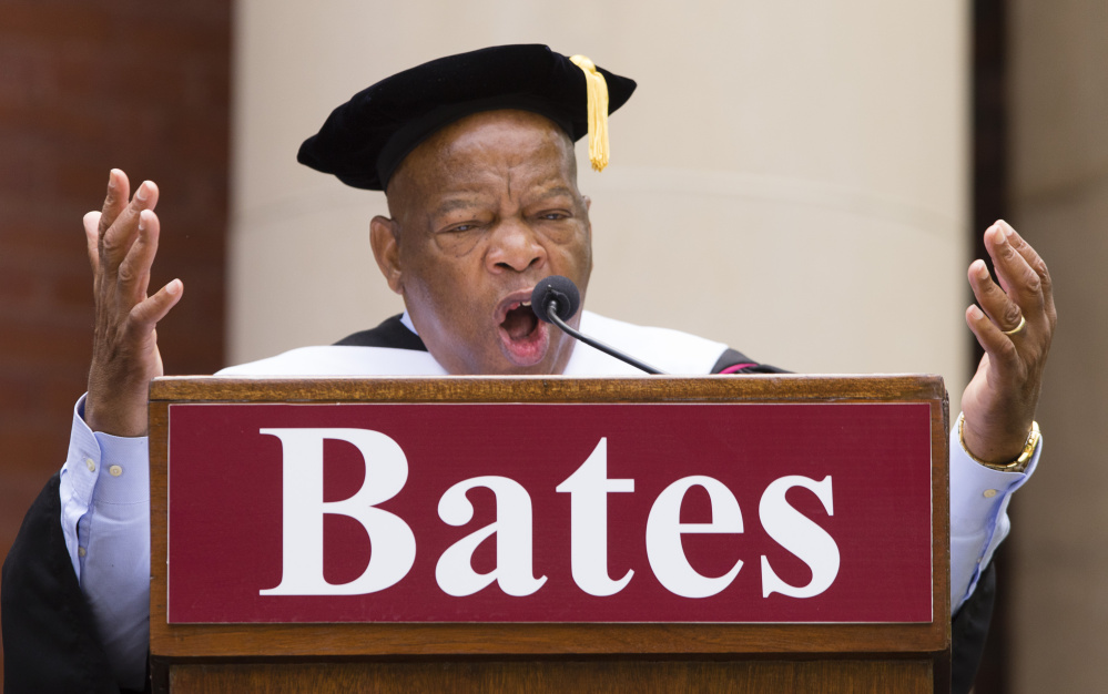 U.S. Rep. John R. Lewis of Georgia tells Bates graduates, "I started to get into trouble, good trouble, necessary trouble. You must find a way to get in the way."