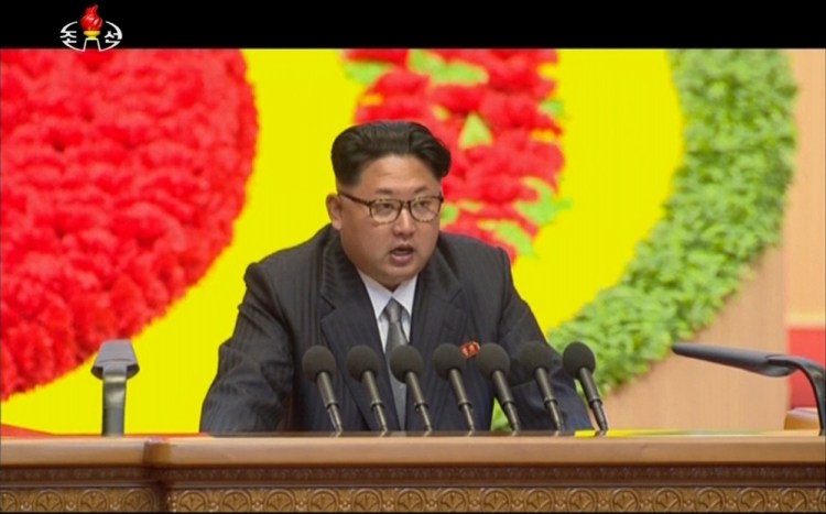 North Korean leader Kim Jong Un speaks at the party congress in Pyongyang on Sunday.
The Associated Press
