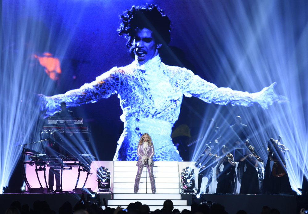 Madonna performs a tribute to Prince, pictured at the Billboard Music Awards at the T-Mobile Arena on Sunday in Las Vegas.