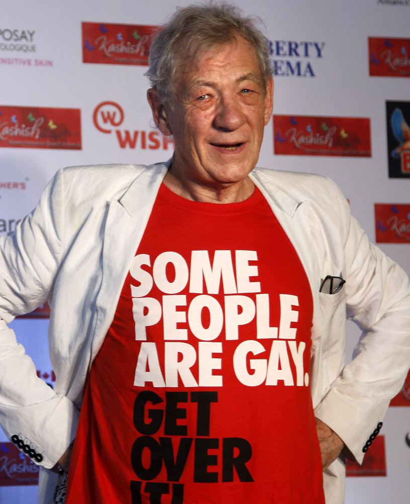 British actor Ian McKellen at the LGBT-themed Kashish Film Festival in Mumbai, India, Wednesday.