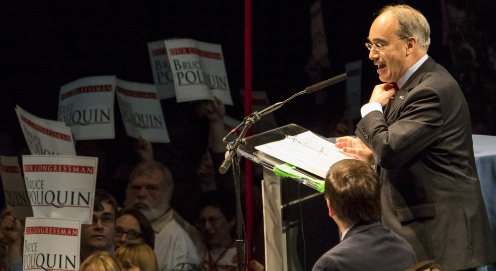 Bruce Poliquin, seen at the Maine Republican Party's state convention last month, has come under fire for his voting record on a measure that would prohibit agencies to award tax dollars to federal contractors that violate President Obama's executive order barring discrimination against lesbian, gay, bisexual and transgender people.