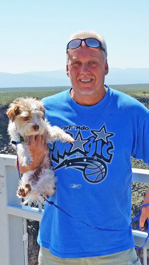 This June 2015 photo provided by Linda Bilyeu shows her ex-husband Randy Bilyeu during a visit to northern New Mexico. 