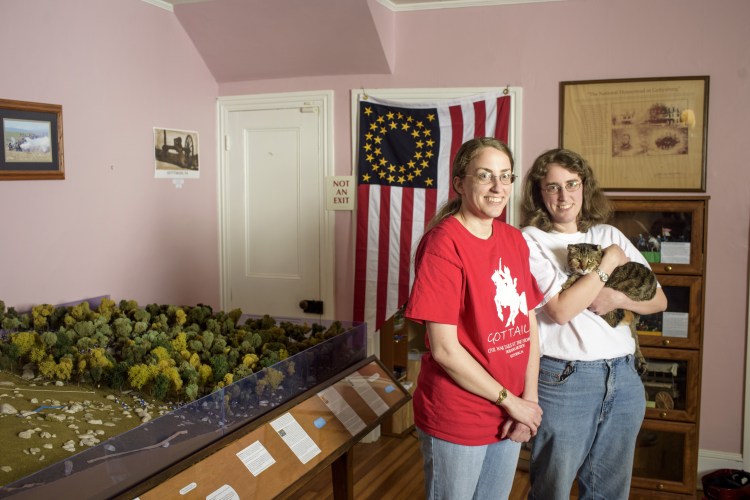 Ruth, left, and Rebecca Brown have made Civil War-themed dioramas using tiny clay cats since they were in their teens. In September, they opened the Civil War Tails at the Homestead Diorama Museum in Gettysburg, Pennsylvania.    Photo for The Washington Post by Matt Roth