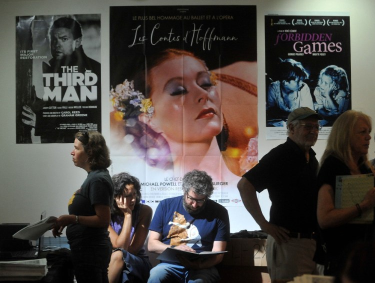 Festivalgoers gather in the lobby of Railroad Square Cinema in Waterville last July to buy tickets for the 18th annual Maine International Film Festival. This year's flim festival begins July 7.