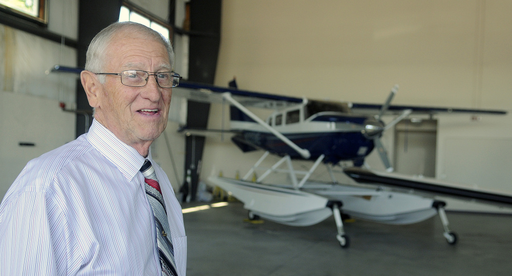 William H. Perry, a proprietor of Maine Instrument Flight, stands on Thursday in the new corporate hangar at the firm's headquarters in Augusta.