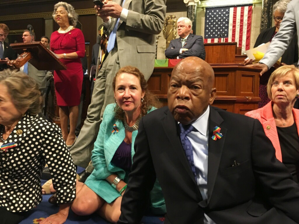 Democratic members of Congress, including Rep. John Lewis, D-Ga., center, and Rep. Elizabeth Esty, D-Conn., disrupted business in the House last week, but they could have picked a better bill to fight for.