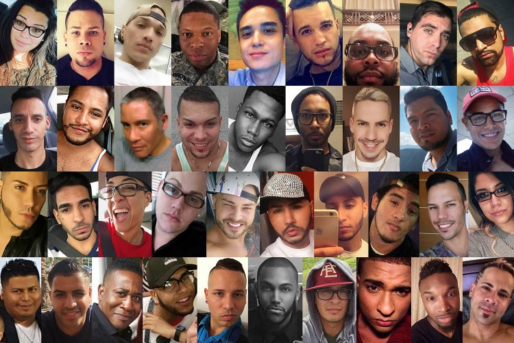 This combination of photos shows some of the dozens of those killed in a mass shooting early Sunday at the Pulse gay nightclub in Orlando, Fla. Top row from left are: Amanda Alvear, Angel L. Candelario-Padro, Anthony Luis Laureano Disla, Antonio Davon Brown, Christopher Leinonen, Christopher Joseph Sanfeliz, Darryl Roman Burt II, Edward Sotomayor Jr. and Enrique L. Rios, Jr. Second row from left are: Eric Ivan Ortiz-Rivera, Frank Hernandez, Franky Jimmy Dejesus Velazquez, Gilberto Ramon Silva Menendez, Jason Benjamin Josaphat, Javier Jorge-Reyes, Jean Carlos Mendez Perez, Joel Rayon Paniagua and Jonathan Antonio Camuy Vega. Third row from left are: Juan P. Rivera Velazquez, Juan Ramon Guerrero, Kimberly Morris, Leroy Valentin Fernandez, Luis D. Conde, Luis Daniel Wilson-Leon, Luis Omar Ocasio-Capo, Luis S. Vielma, Martin Benitez Torres and Mercedez Marisol Flores. Bottom row from left are: Miguel Angel Honorato, Oscar A Aracena-Montero, Paul Terrell Henry, Peter O. Gonzalez-Cruz, Rodolfo Ayala-Ayala, Shane Evan Tomlinson, Simon Adrian Carrillo Fernandez, Stanley Almodovar III, Tevin Eugene Crosby and Xavier Emmanuel Serrano Rosado.