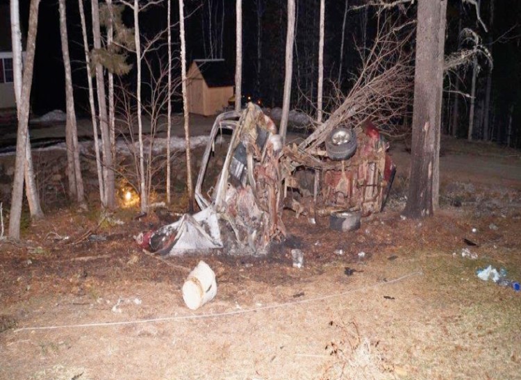 Matthew Spencer, 28,  was killed in this Feb. 24 crash that also injured a second passenger, o Samuel Ketch, 29,  of Milford.  Penobscot County Sheriff's Office photo