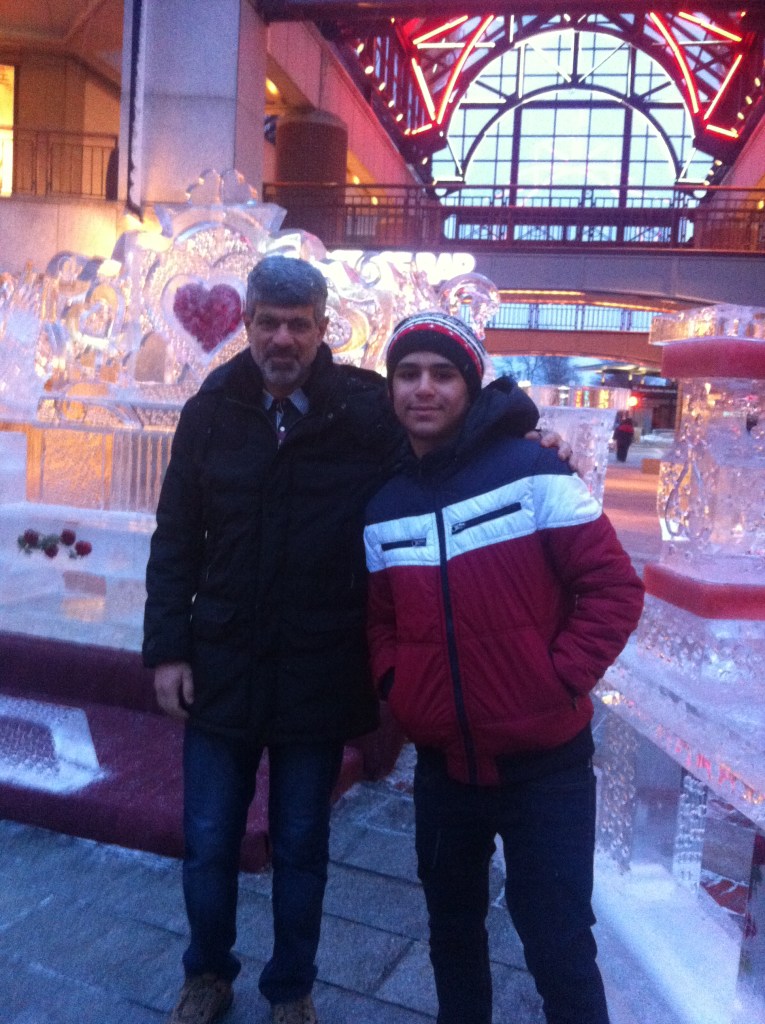 Mohammed Al-Ammar and his father, Qassim Al-Ammar, on a recent trip to Boston.