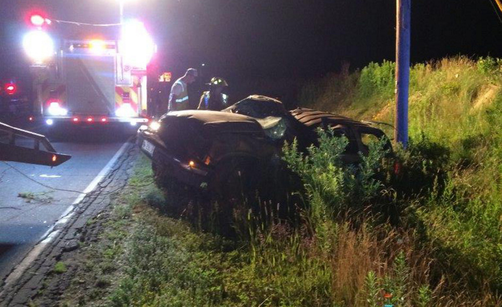 Two people were injured when an SUV driven by Peter McAnistan, of Anson, went off Starks Road on Monday night in Anson. McAnistan and his passenger, Rebecca Cole, also of Anson, were taken to hospitals. Police said speed and alcohol may have been factors in the crash, which is under investigation.